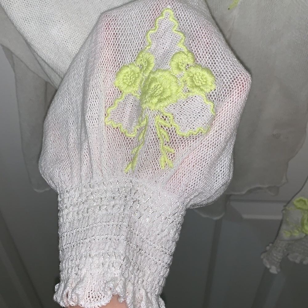 Free people ballon sleeve embroidered top - Picture 6 of 13